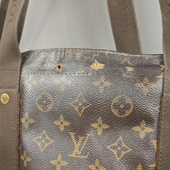 Vintage 1980s Louis Vuitton Brown Monogram Shoulder Bag. Name On Strap Detail.